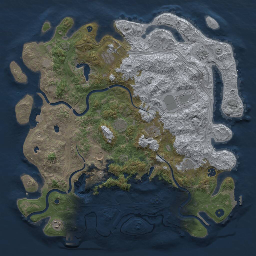 Rust Map: Procedural Map, Size: 4500, Seed: 5001414, 16 Monuments