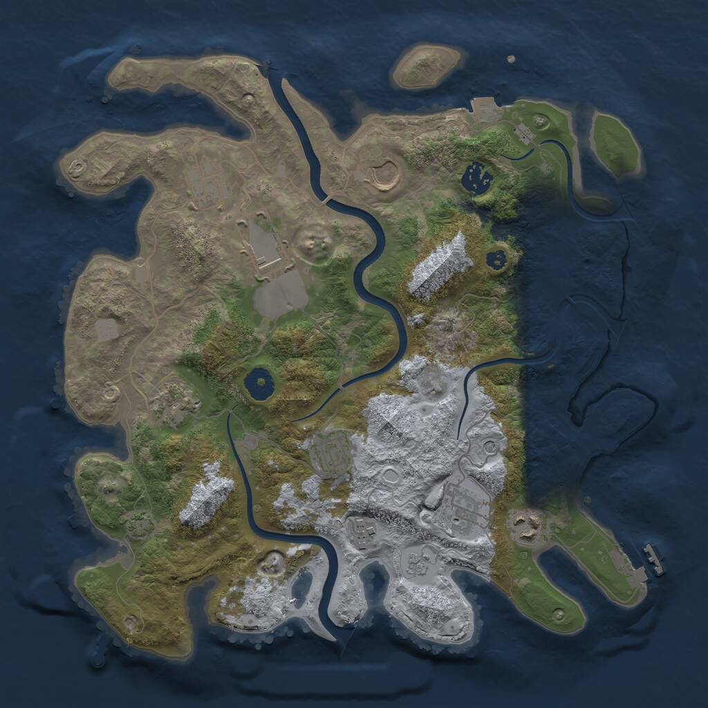 Rust Map: Procedural Map, Size: 3500, Seed: 1140583161, 14 Monuments