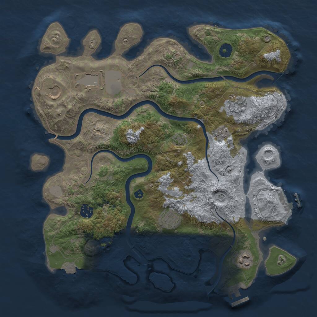Rust Map: Procedural Map, Size: 3500, Seed: 1947102159, 12 Monuments