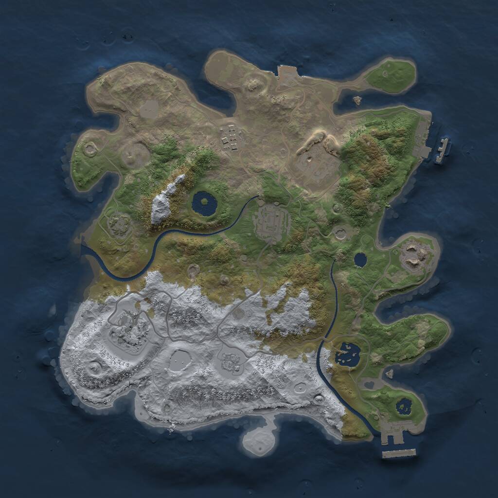Rust Map: Procedural Map, Size: 3000, Seed: 764931003, 12 Monuments