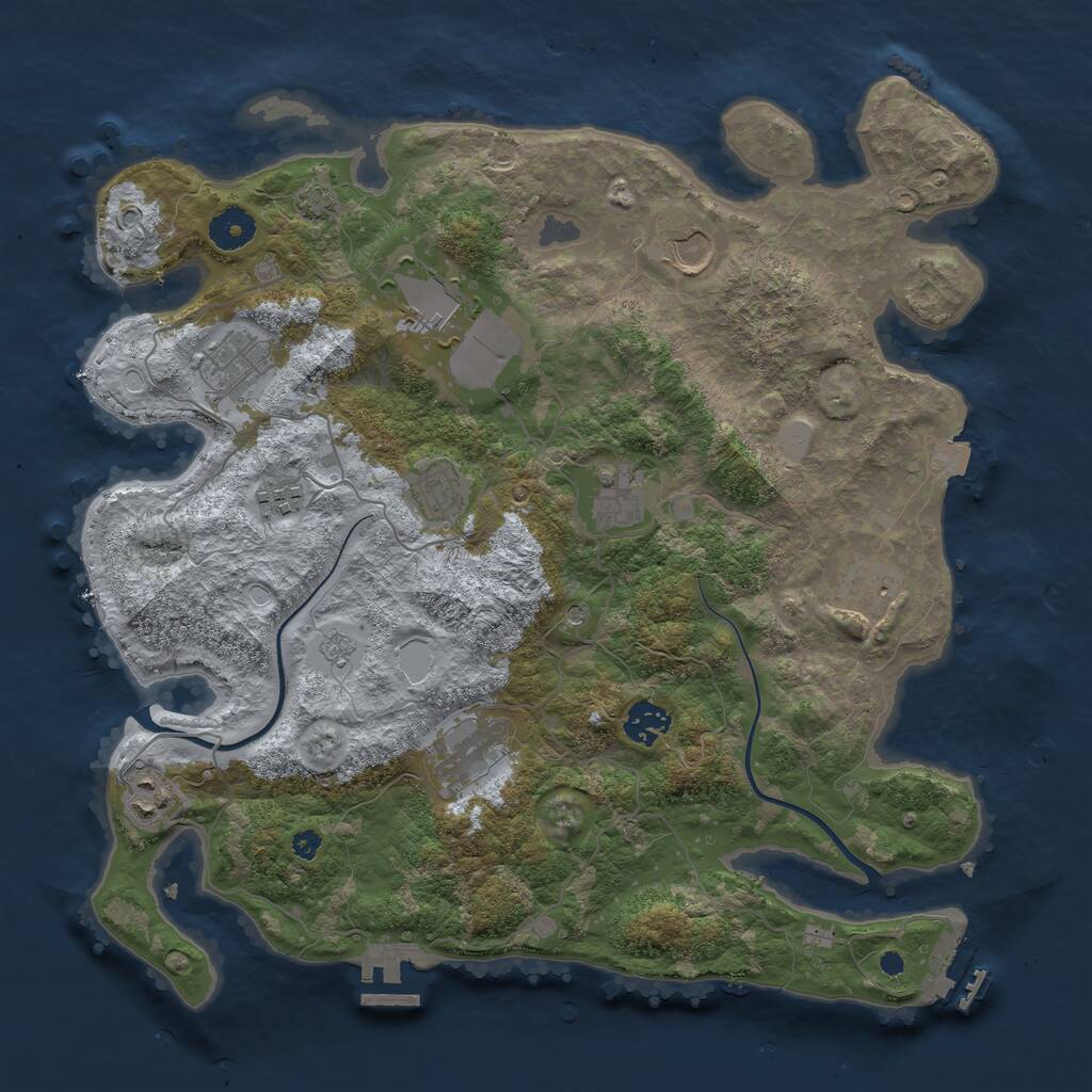 Rust Map: Procedural Map, Size: 3750, Seed: 114214147, 16 Monuments