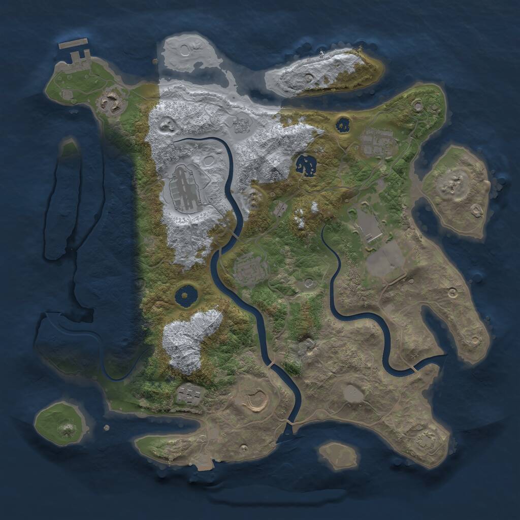 Rust Map: Procedural Map, Size: 3600, Seed: 1647918733, 13 Monuments