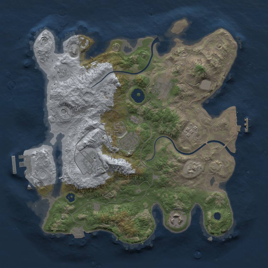Rust Map: Procedural Map, Size: 3000, Seed: 1609870457, 11 Monuments