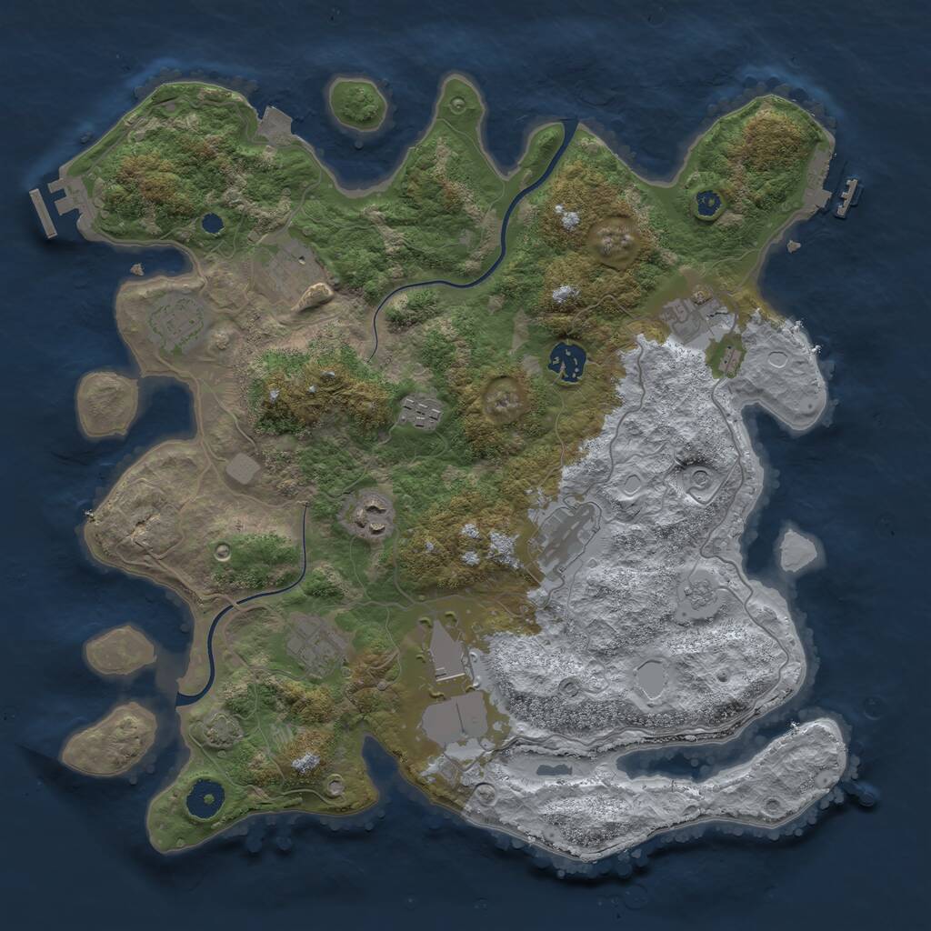 Rust Map: Procedural Map, Size: 3700, Seed: 1703888348, 15 Monuments