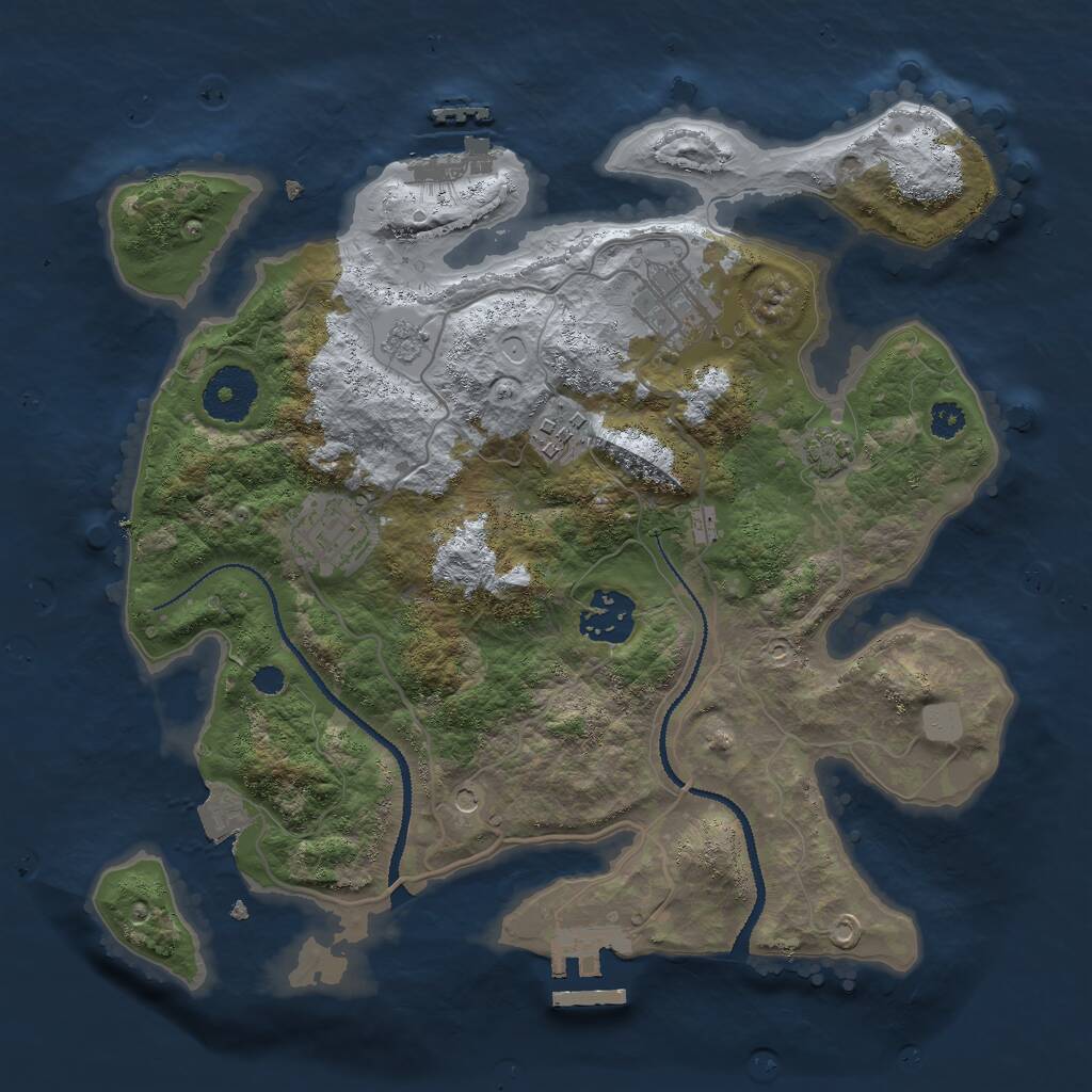 Rust Map: Procedural Map, Size: 3000, Seed: 2034715, 10 Monuments
