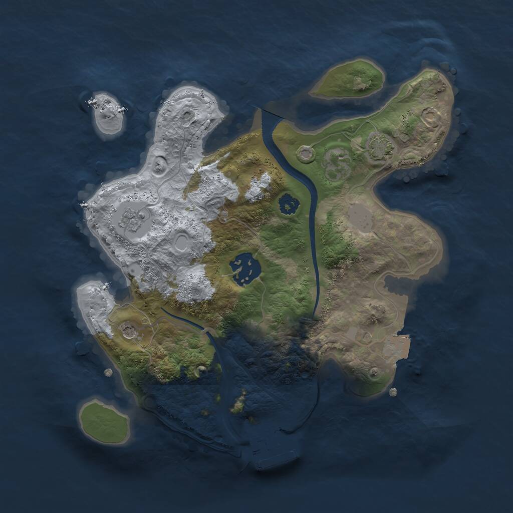 Rust Map: Procedural Map, Size: 2500, Seed: 2048293394, 6 Monuments