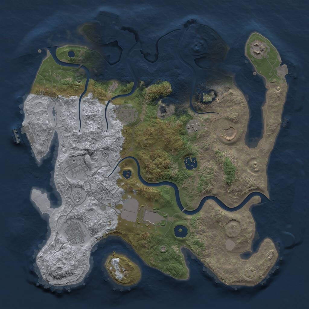 Rust Map: Procedural Map, Size: 3500, Seed: 445739266, 14 Monuments