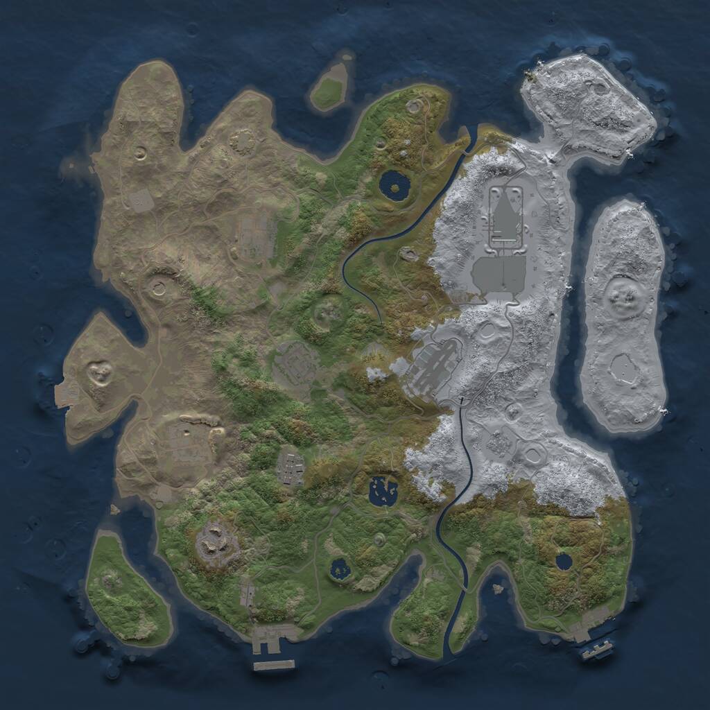 Rust Map: Procedural Map, Size: 3500, Seed: 14476213, 14 Monuments