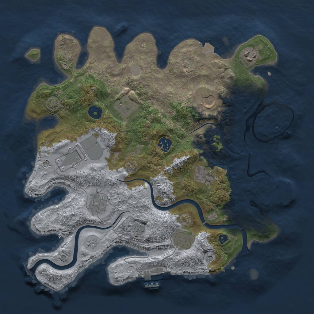 Rust Map: Procedural Map, Size: 3500, Seed: 63416, 15 Monuments