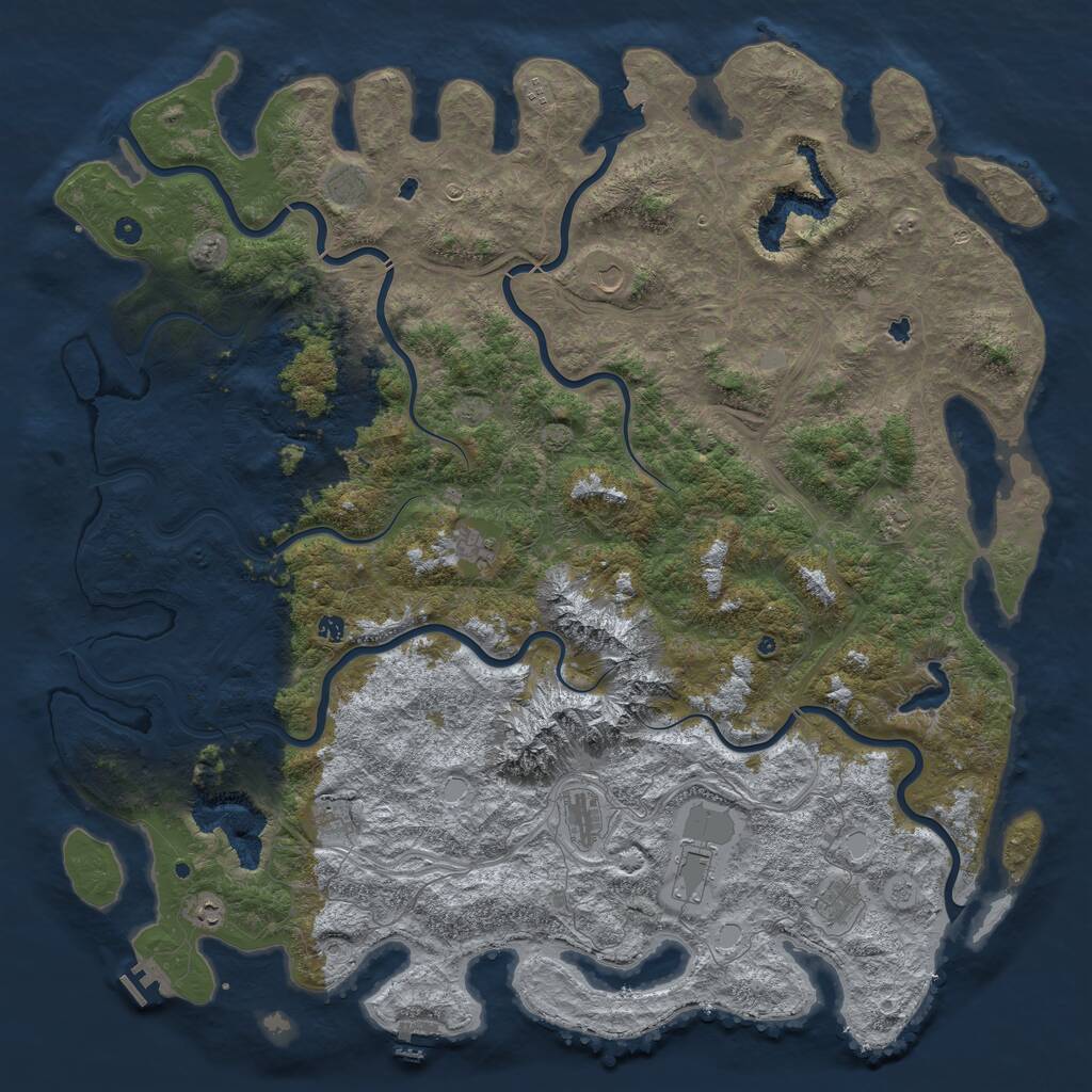Rust Map: Procedural Map, Size: 6000, Seed: 3442, 17 Monuments