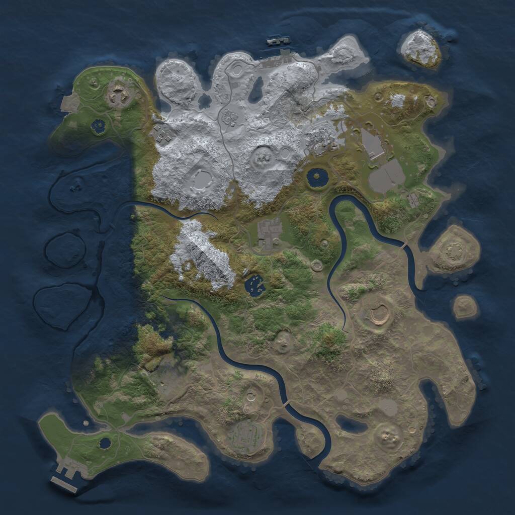 Rust Map: Procedural Map, Size: 3750, Seed: 830118387, 15 Monuments