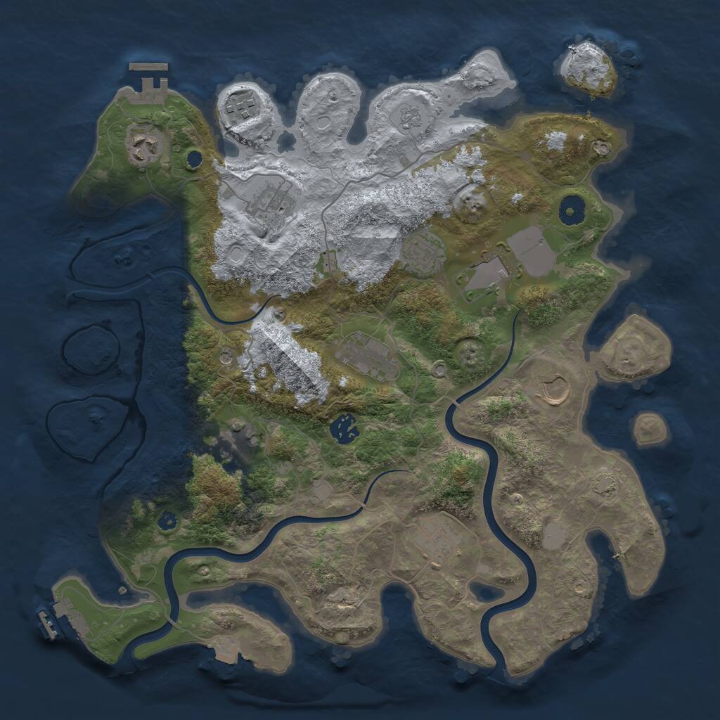 Rust Map: Procedural Map, Size: 3750, Seed: 830118387, 16 Monuments