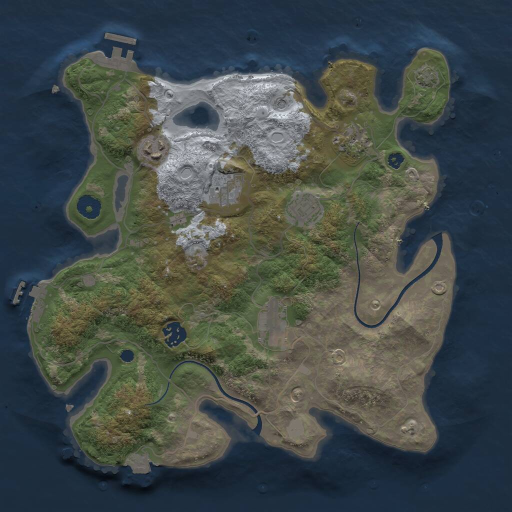 Rust Map: Procedural Map, Size: 3250, Seed: 939208558, 11 Monuments