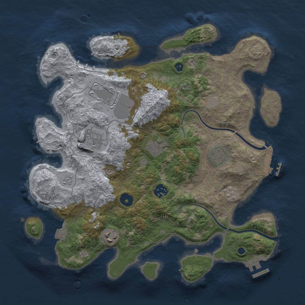 Rust Map: Procedural Map, Size: 3500, Seed: 1500100710, 13 Monuments