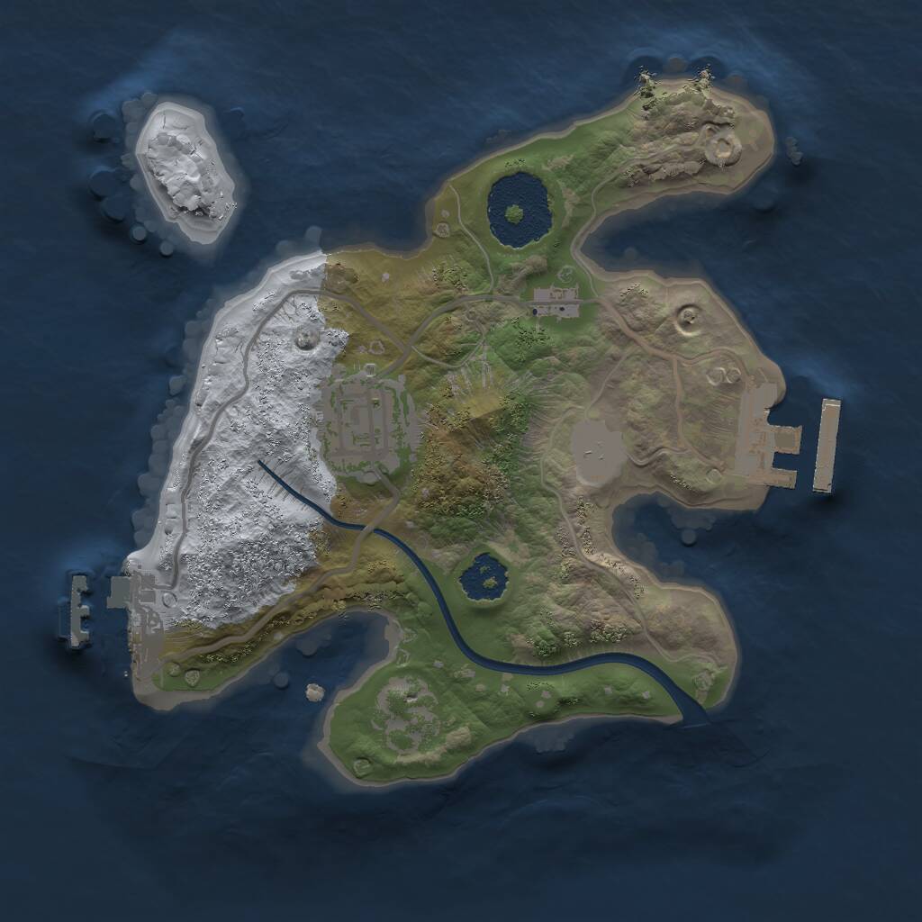 Rust Map: Procedural Map, Size: 2000, Seed: 411147694, 4 Monuments