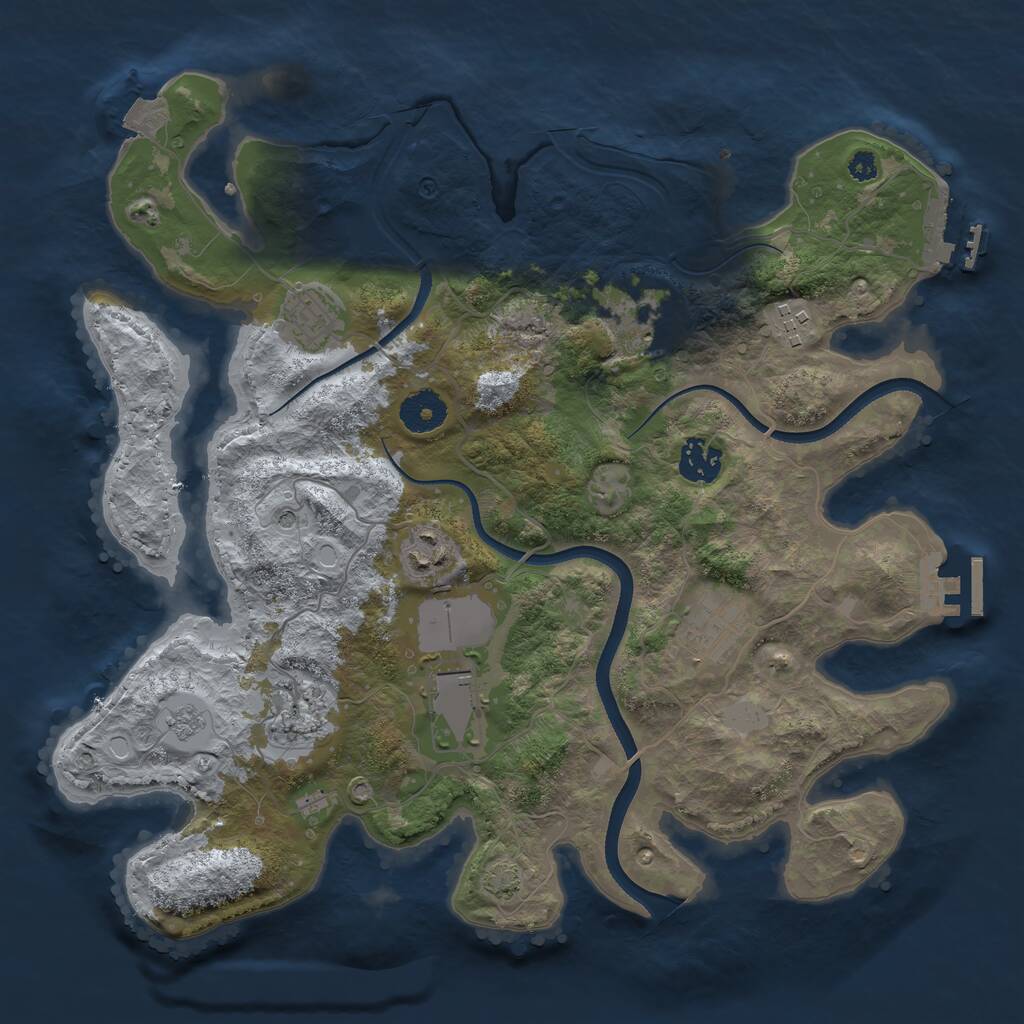 Rust Map: Procedural Map, Size: 3500, Seed: 1151326556, 14 Monuments