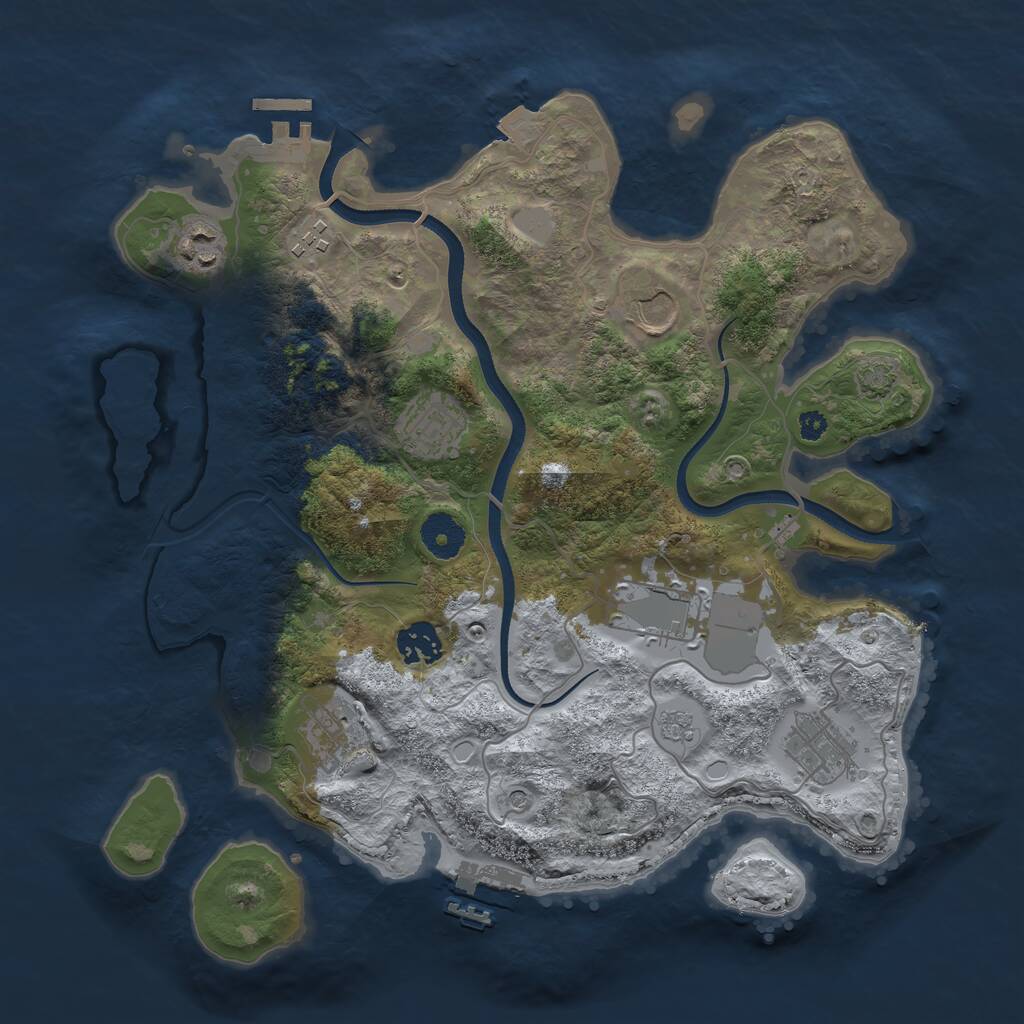 Rust Map: Procedural Map, Size: 3500, Seed: 83955536, 14 Monuments