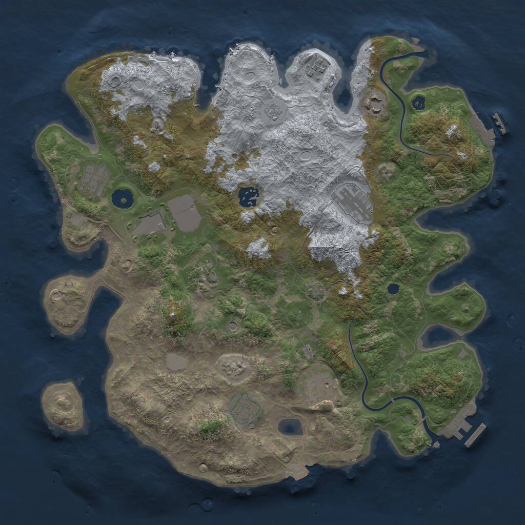 Rust Map: Procedural Map, Size: 3750, Seed: 689341043, 15 Monuments