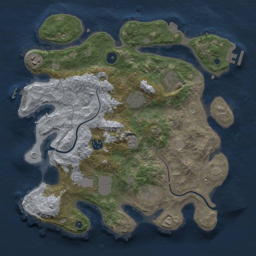 Rust Map: Procedural Map, Size: 3500, Seed: 73428345, 13 Monuments