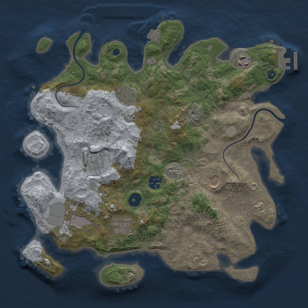 Rust Map: Procedural Map, Size: 3500, Seed: 378443672, 11 Monuments