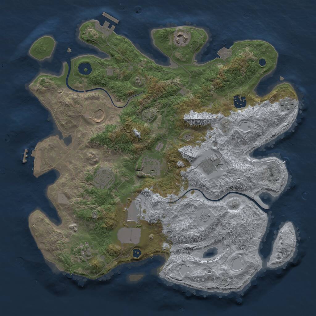 Rust Map: Procedural Map, Size: 3600, Seed: 2045, 15 Monuments