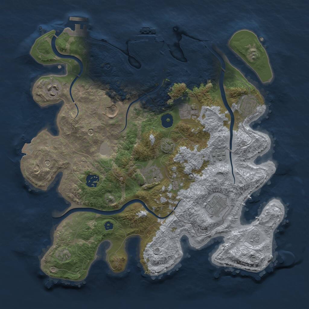 Rust Map: Procedural Map, Size: 3500, Seed: 645500230, 14 Monuments