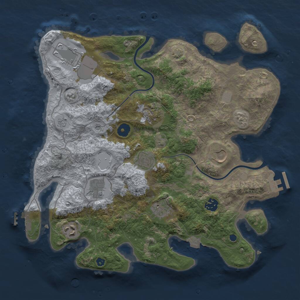 Rust Map: Procedural Map, Size: 3500, Seed: 683418455, 14 Monuments