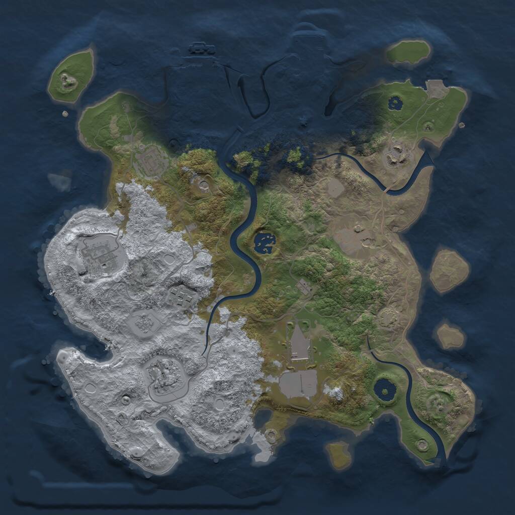 Rust Map: Procedural Map, Size: 3500, Seed: 985842258, 14 Monuments