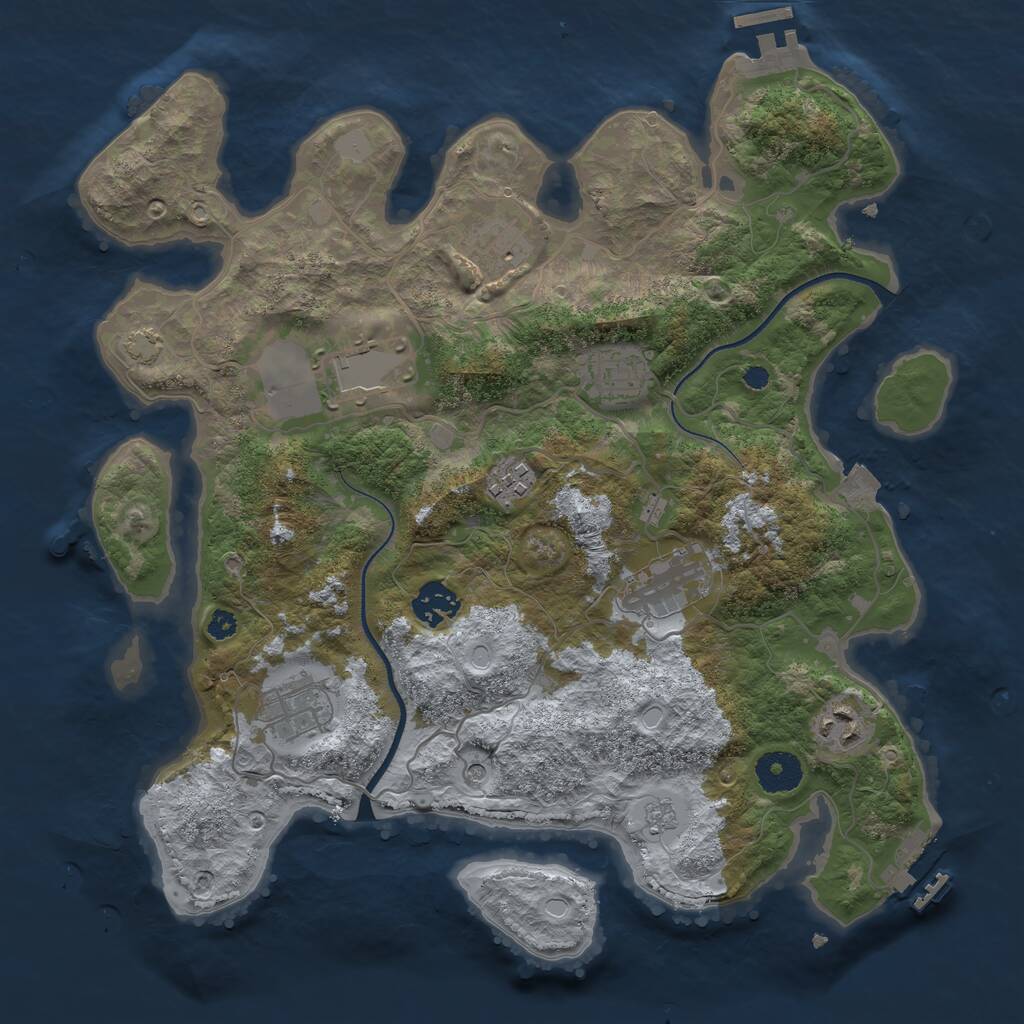 Rust Map: Procedural Map, Size: 3500, Seed: 880805733, 14 Monuments