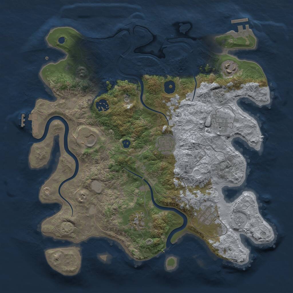 Rust Map: Procedural Map, Size: 3500, Seed: 1445988064, 14 Monuments