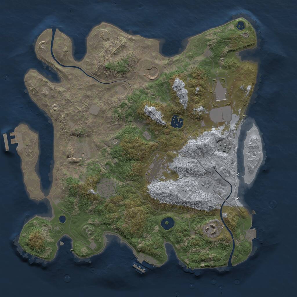 Rust Map: Procedural Map, Size: 3500, Seed: 1438266256, 14 Monuments