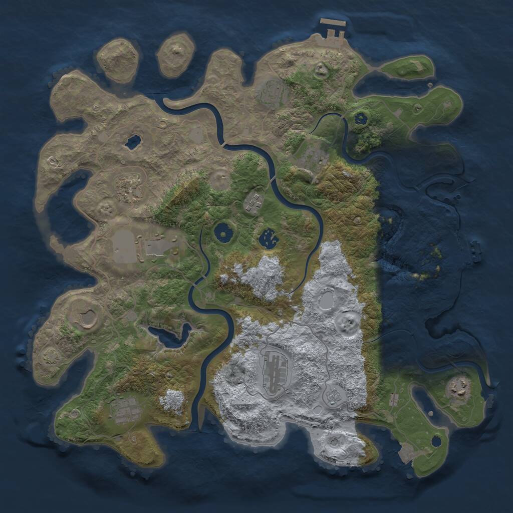 Rust Map: Procedural Map, Size: 4050, Seed: 894505878, 16 Monuments