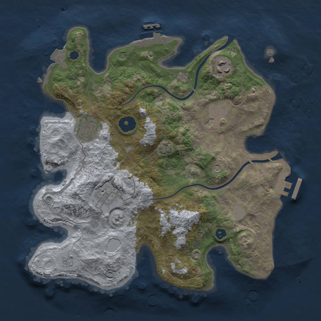 Rust Map: Procedural Map, Size: 3000, Seed: 1262015942, 10 Monuments