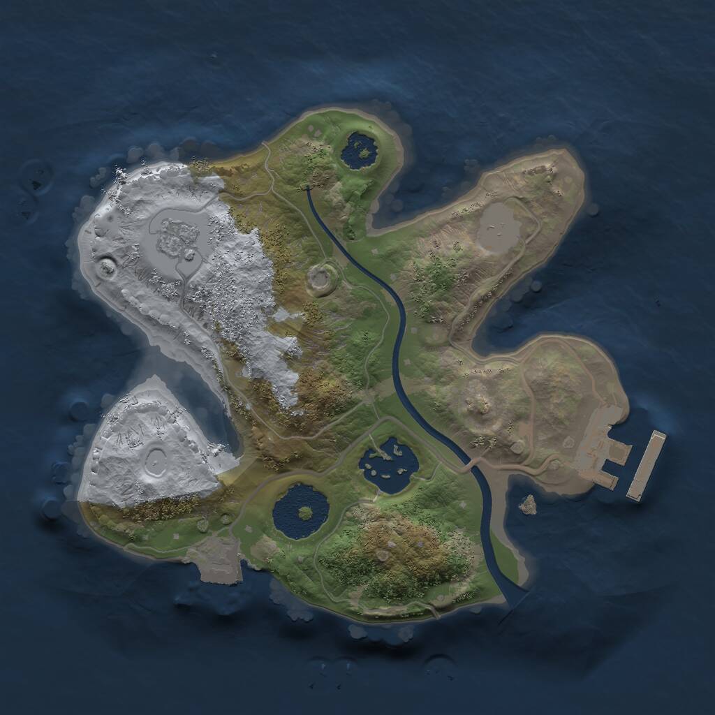 Rust Map: Procedural Map, Size: 2000, Seed: 423634, 4 Monuments