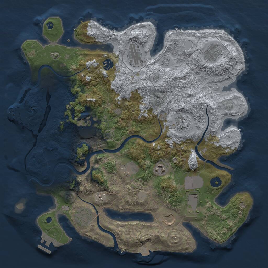 Rust Map: Procedural Map, Size: 3750, Seed: 35025499, 17 Monuments