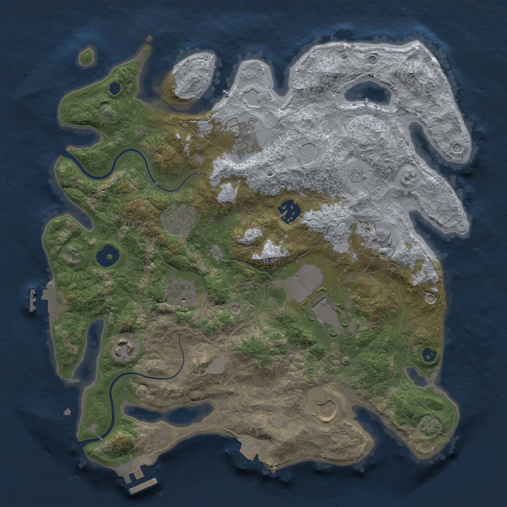 Rust Map: Procedural Map, Size: 3500, Seed: 564963817, 14 Monuments