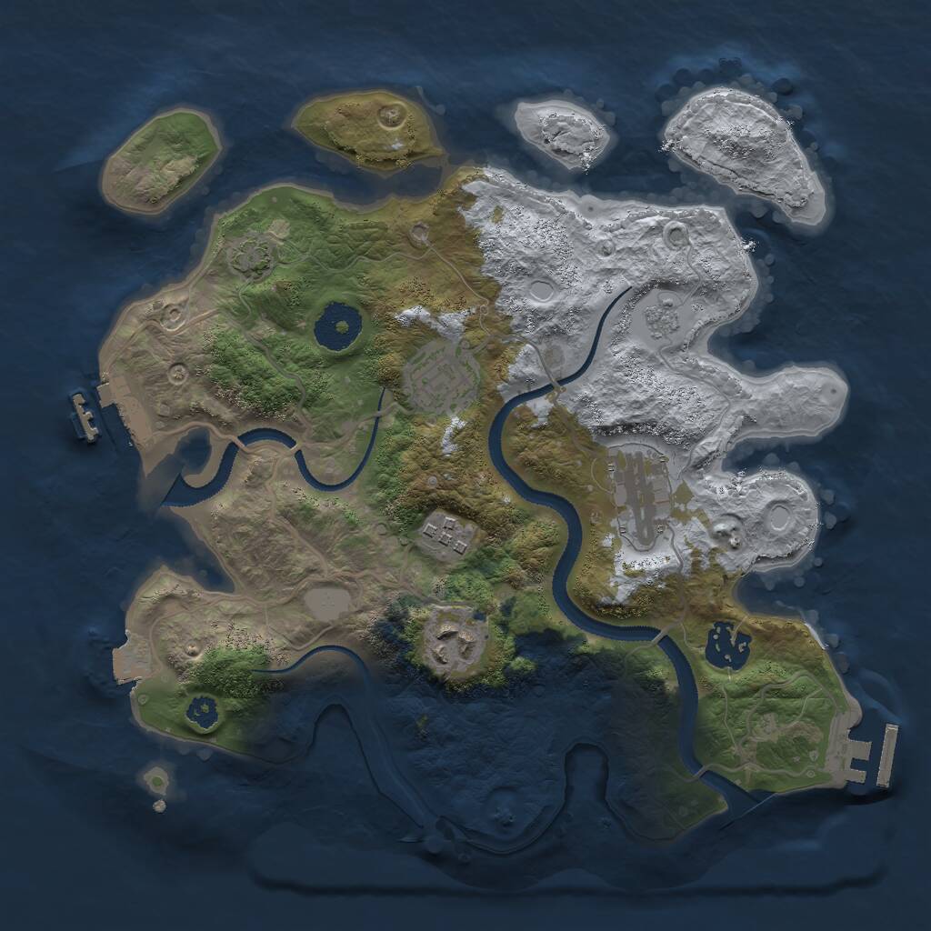 Rust Map: Procedural Map, Size: 3000, Seed: 142656584, 10 Monuments