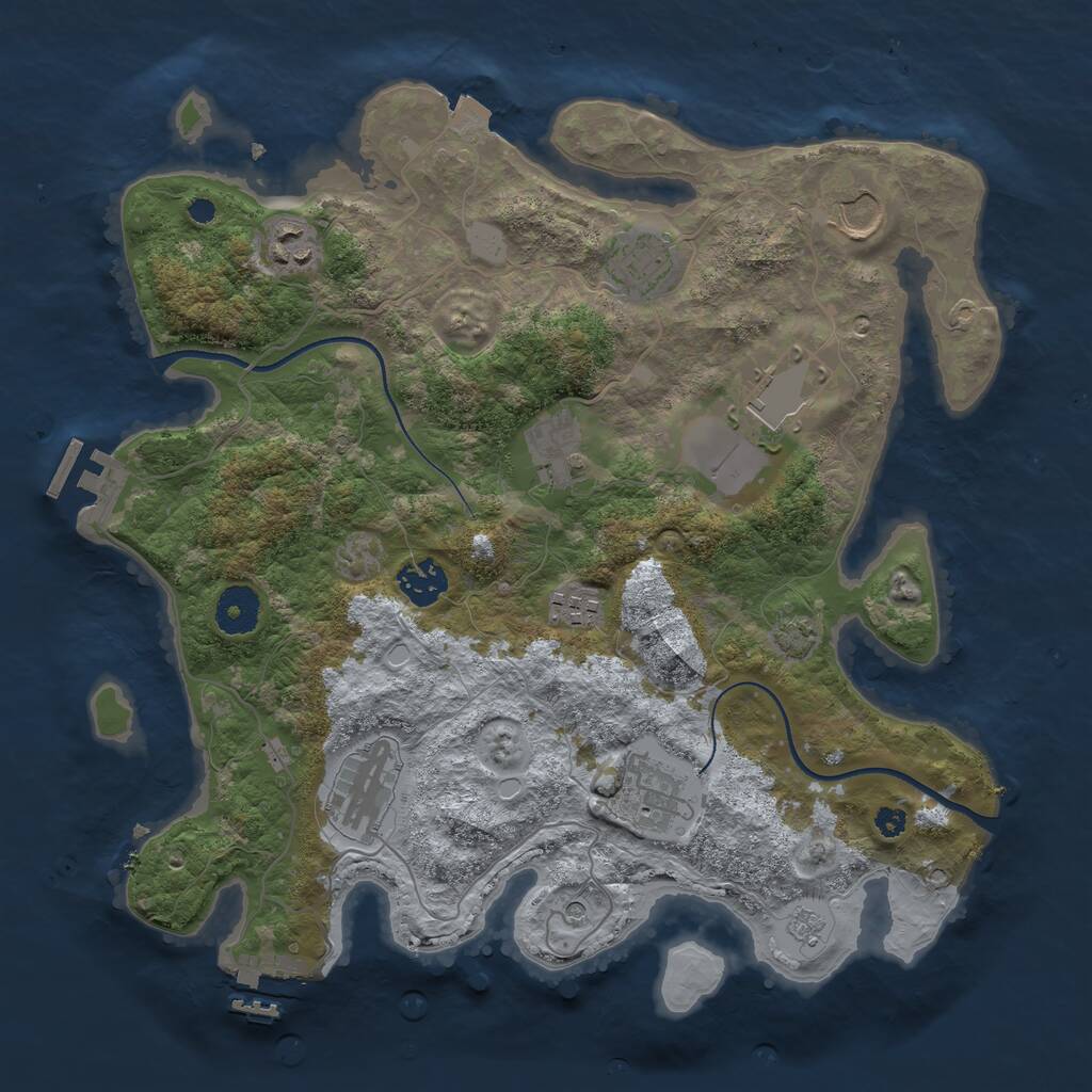 Rust Map: Procedural Map, Size: 3500, Seed: 749785620, 15 Monuments
