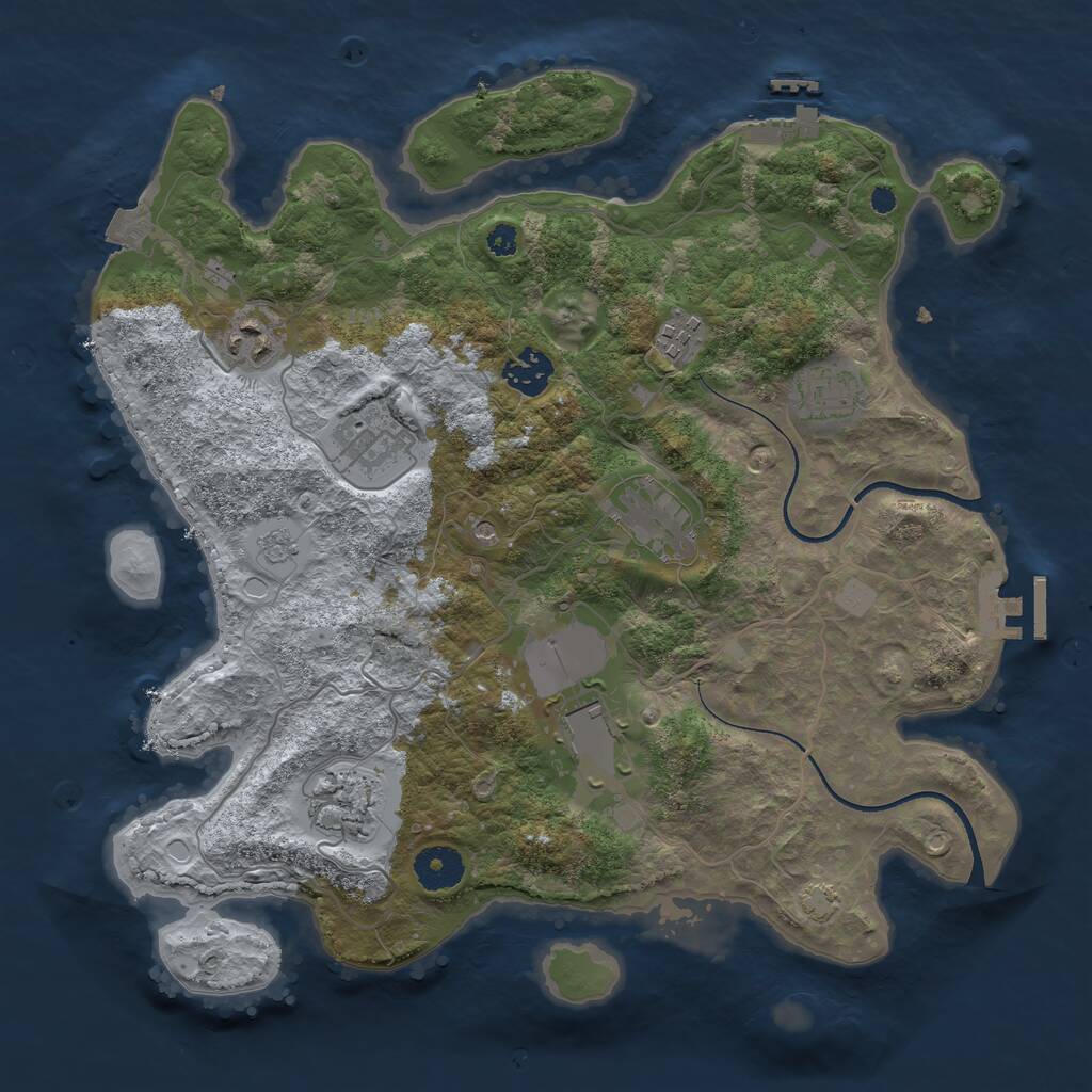 Rust Map: Procedural Map, Size: 3500, Seed: 8561, 14 Monuments