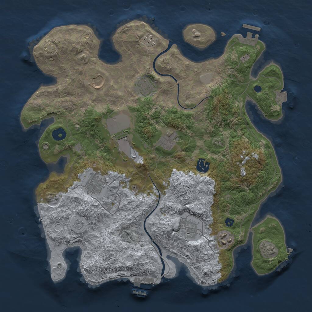 Rust Map: Procedural Map, Size: 3500, Seed: 439543, 15 Monuments