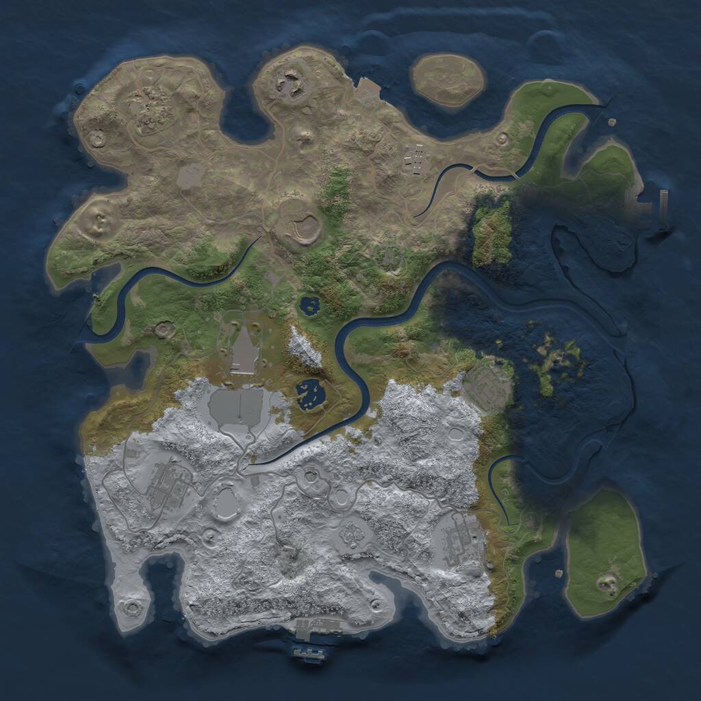 Rust Map: Procedural Map, Size: 3500, Seed: 439543, 15 Monuments