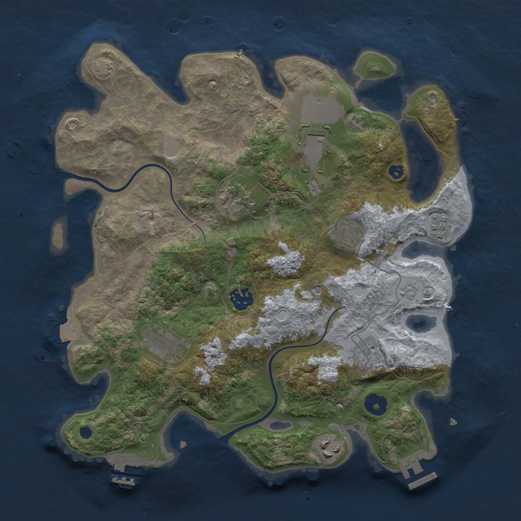Rust Map: Procedural Map, Size: 3500, Seed: 298685442, 14 Monuments