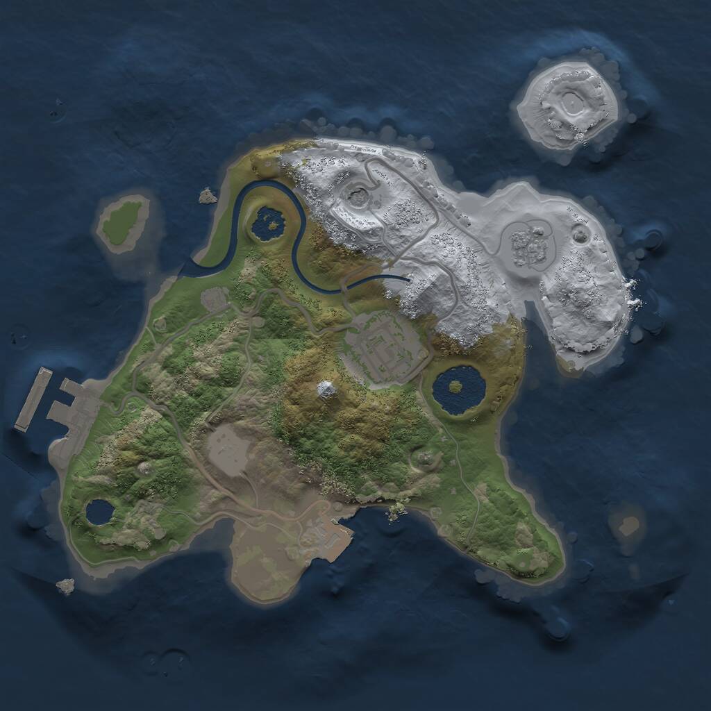 Rust Map: Procedural Map, Size: 2150, Seed: 634259040, 5 Monuments