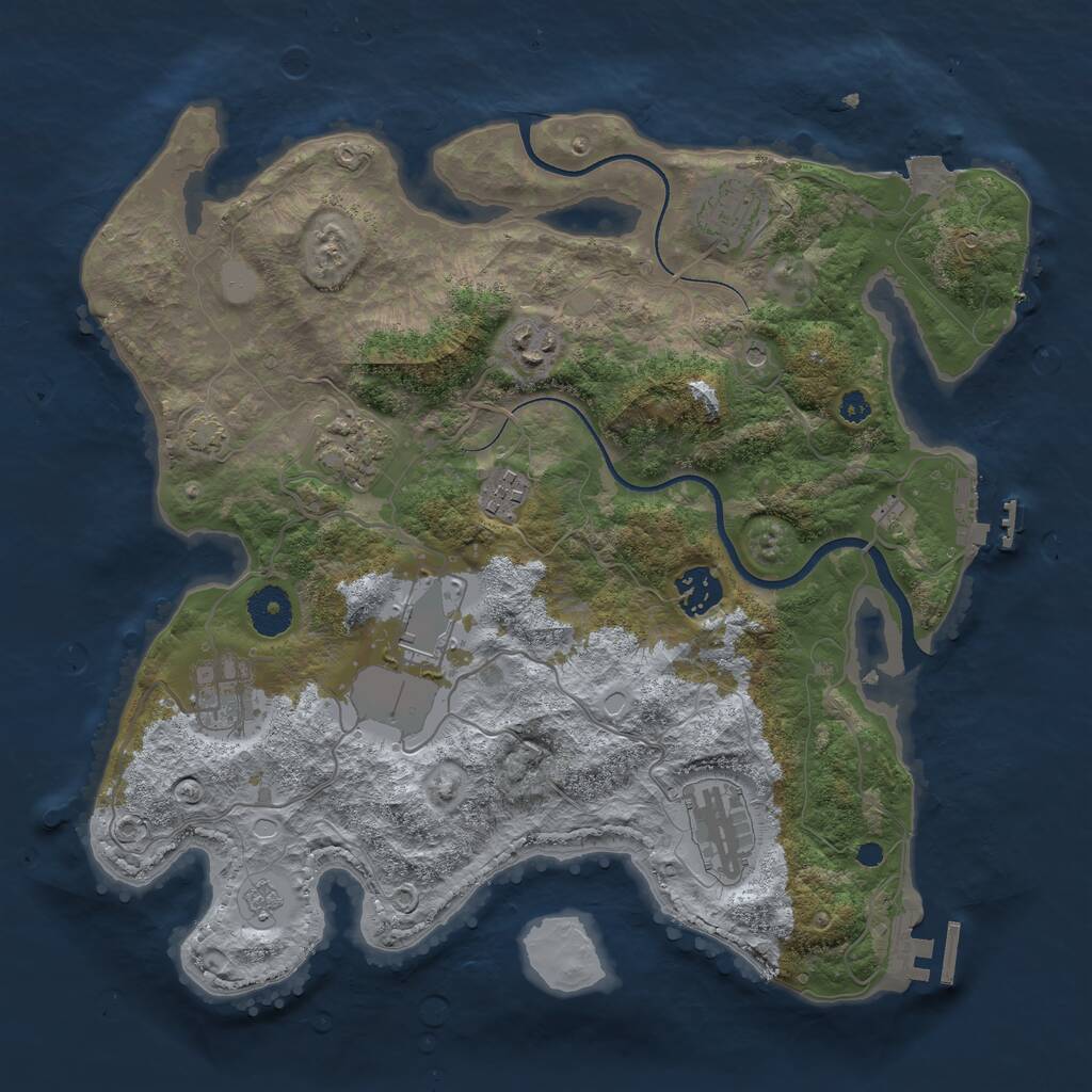 Rust Map: Procedural Map, Size: 3500, Seed: 5455, 14 Monuments