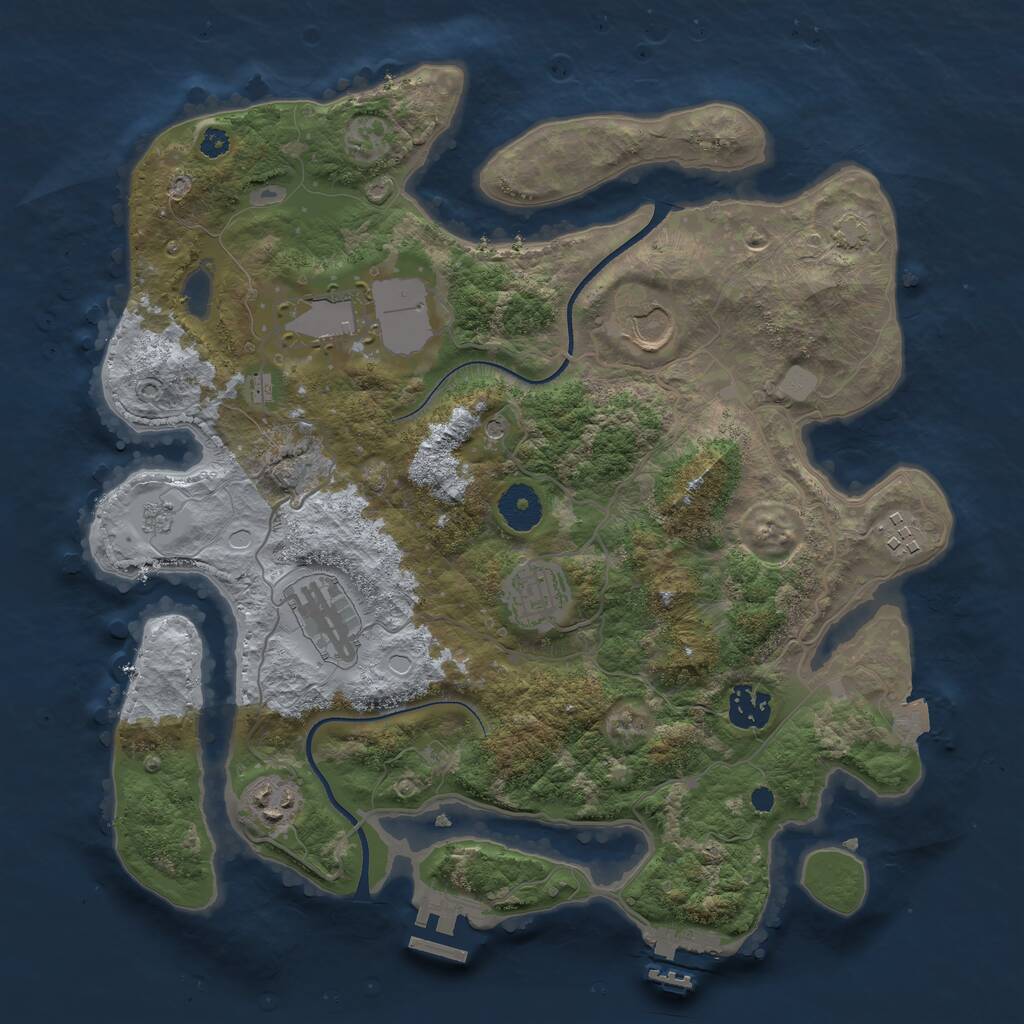 Rust Map: Procedural Map, Size: 3500, Seed: 740701978, 13 Monuments