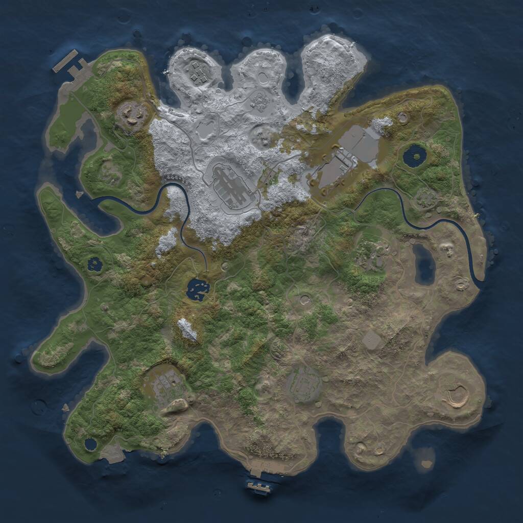 Rust Map: Procedural Map, Size: 3500, Seed: 1600407408, 15 Monuments