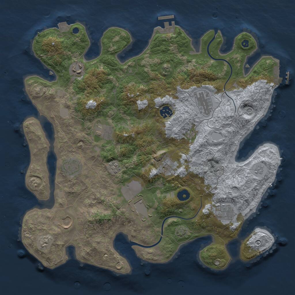 Rust Map: Procedural Map, Size: 3750, Seed: 1279449042, 16 Monuments