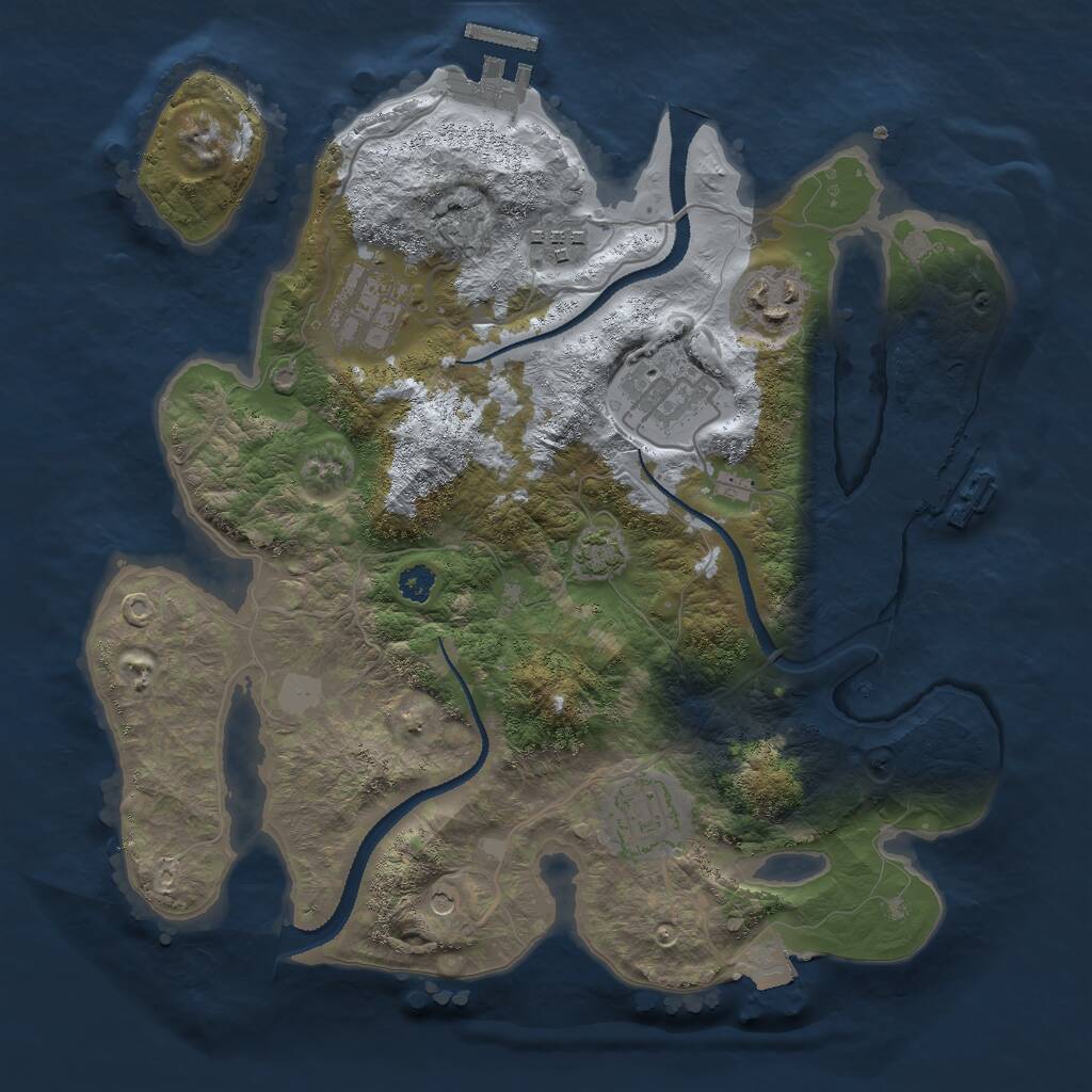 Rust Map: Procedural Map, Size: 3000, Seed: 1678838347, 10 Monuments