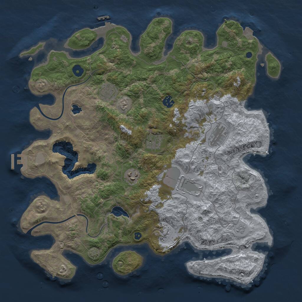 Rust Map: Procedural Map, Size: 4000, Seed: 90146885, 13 Monuments