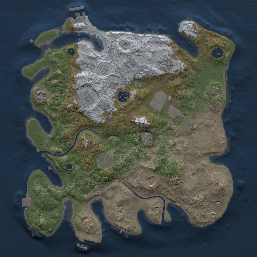 Rust Map: Procedural Map, Size: 3500, Seed: 345690, 15 Monuments